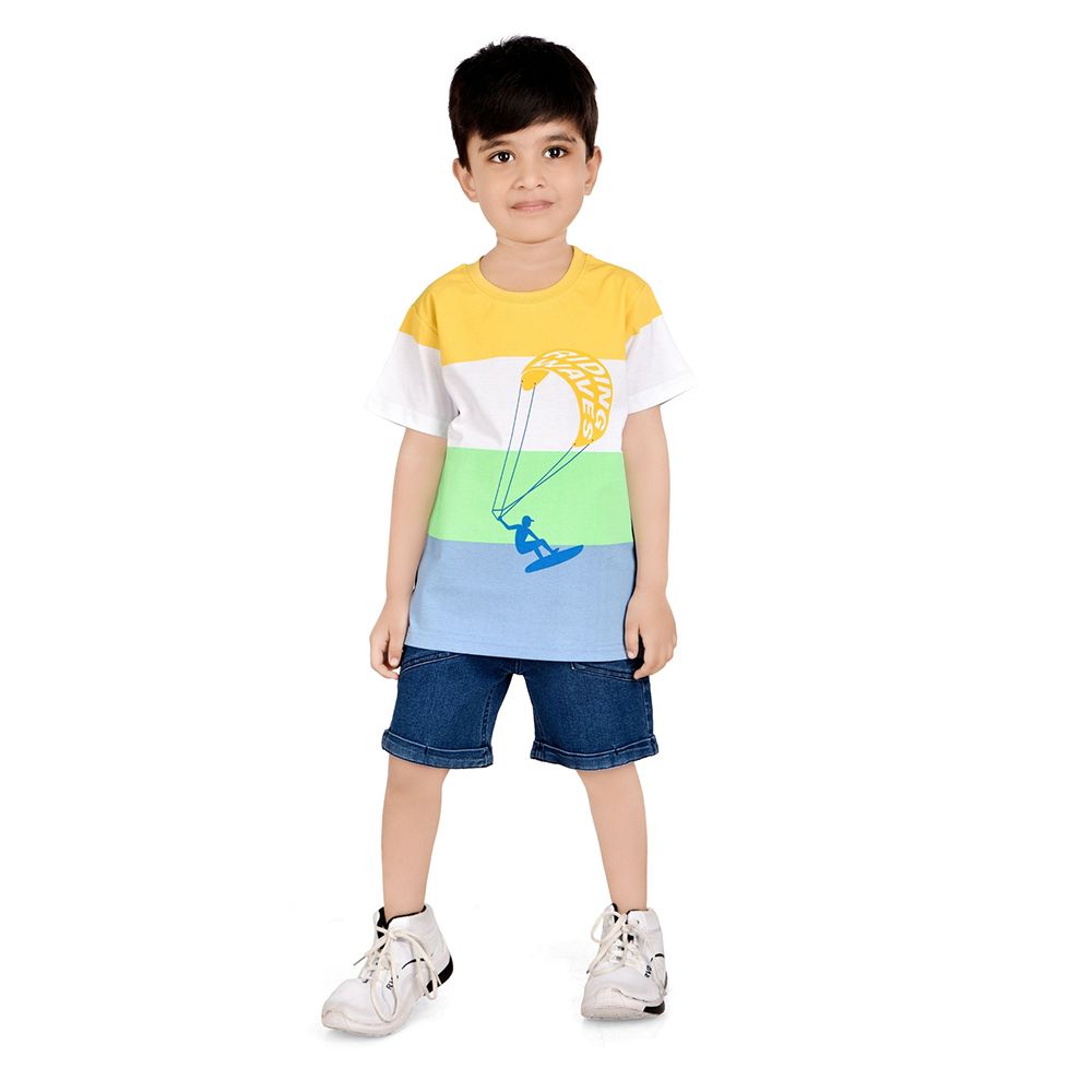 Genius - 2pc-Set - Boy's Riding Waves Half Sleeve T-Shirt w/ Bermuda Shorts