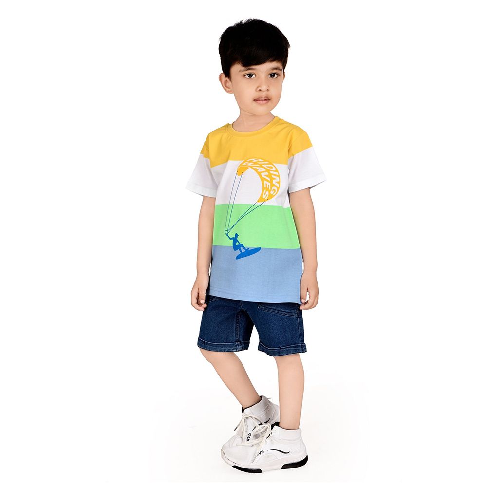 Genius - 2pc-Set - Boy's Riding Waves Half Sleeve T-Shirt w/ Bermuda Shorts