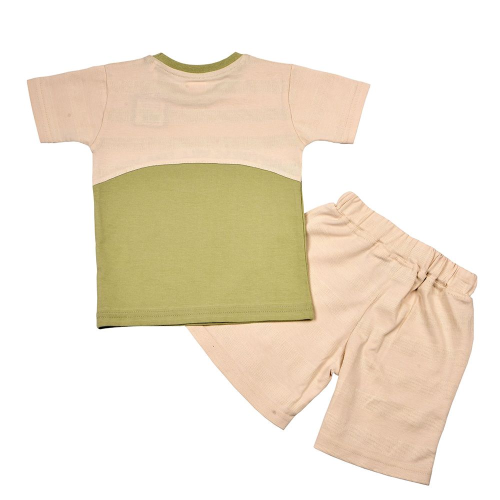 Smart Baby - 2pc-Set - Baby Boy T-Shirt w/ Shorts - Beige