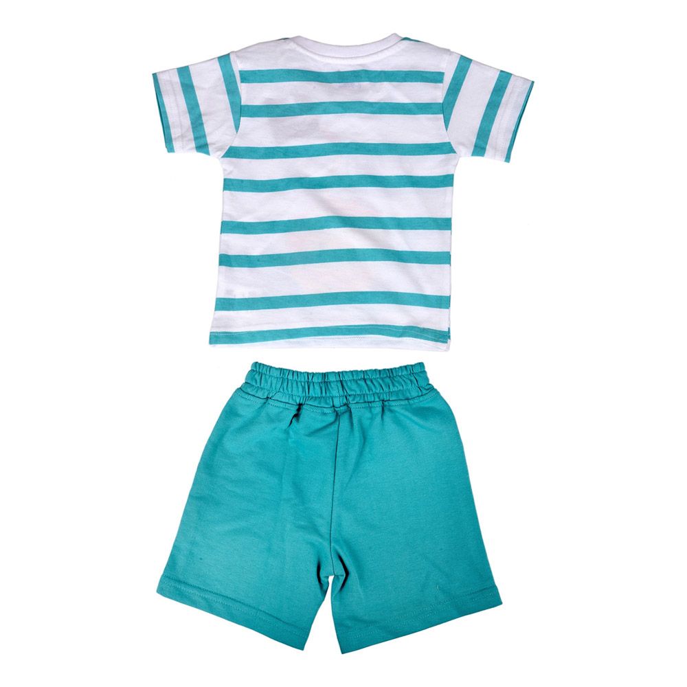 Smart Baby - 2pc-Set - Round Neck Tee w/ Bermuda Shorts - White