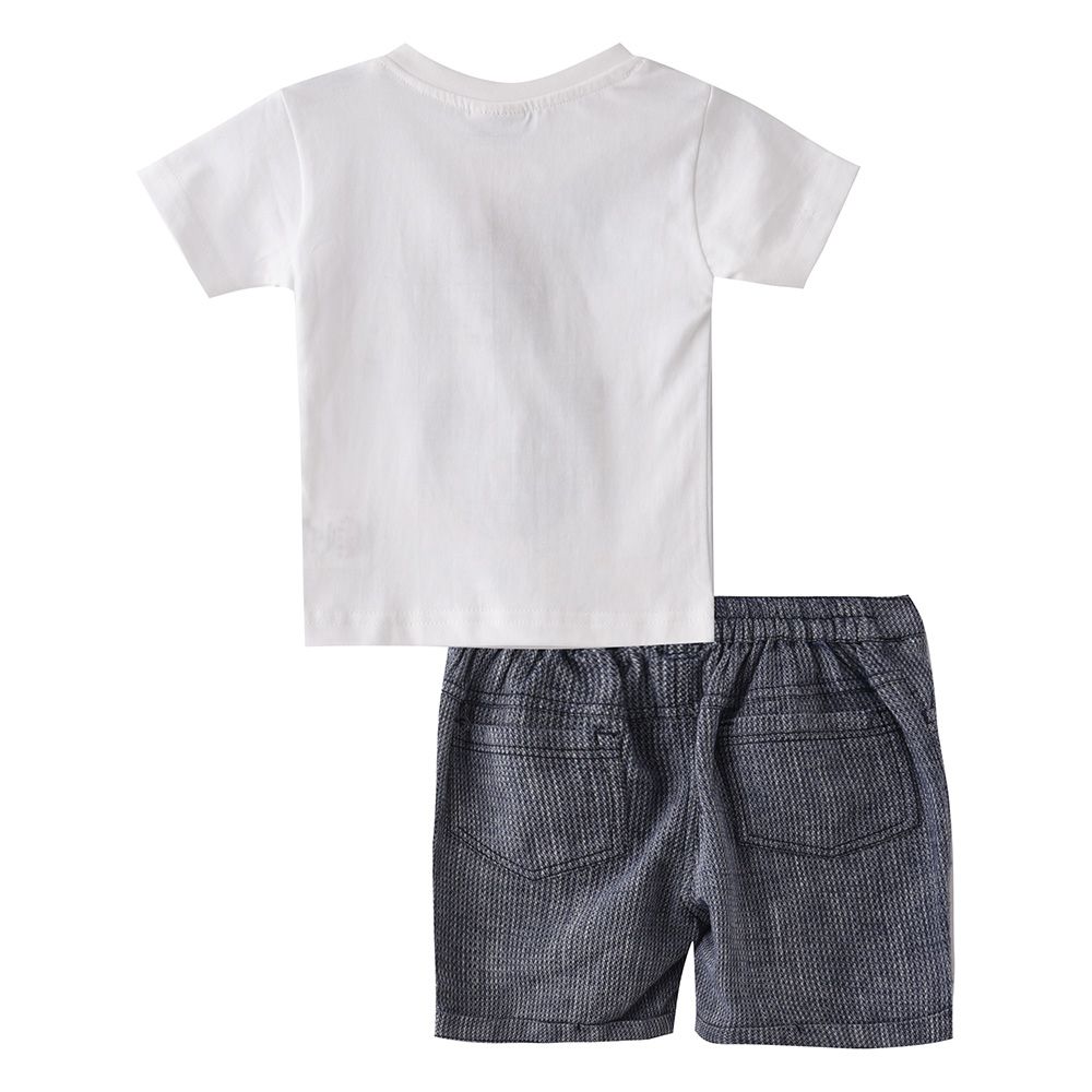 Smart Baby - 2pc-Set - Round Neck T-Shirt w/ Bermuda Shorts - White/Grey