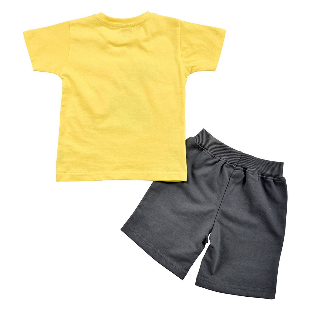 Smart Baby - 2pc-Set - Animal Print T-Shirt w/ Bermuda Shorts - Yellow/Khaki