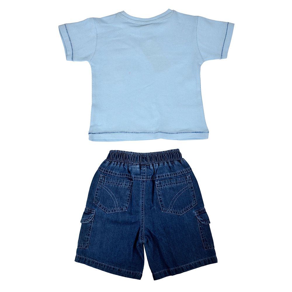 Smart Baby - 2pc-Set - Round Neck Tee w/ Bermuda Shorts - Sky Blue