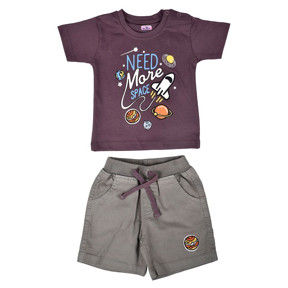 Smart Baby - 2pc-Set - Round Neck Tee w/ Bermuda Shorts - Onion