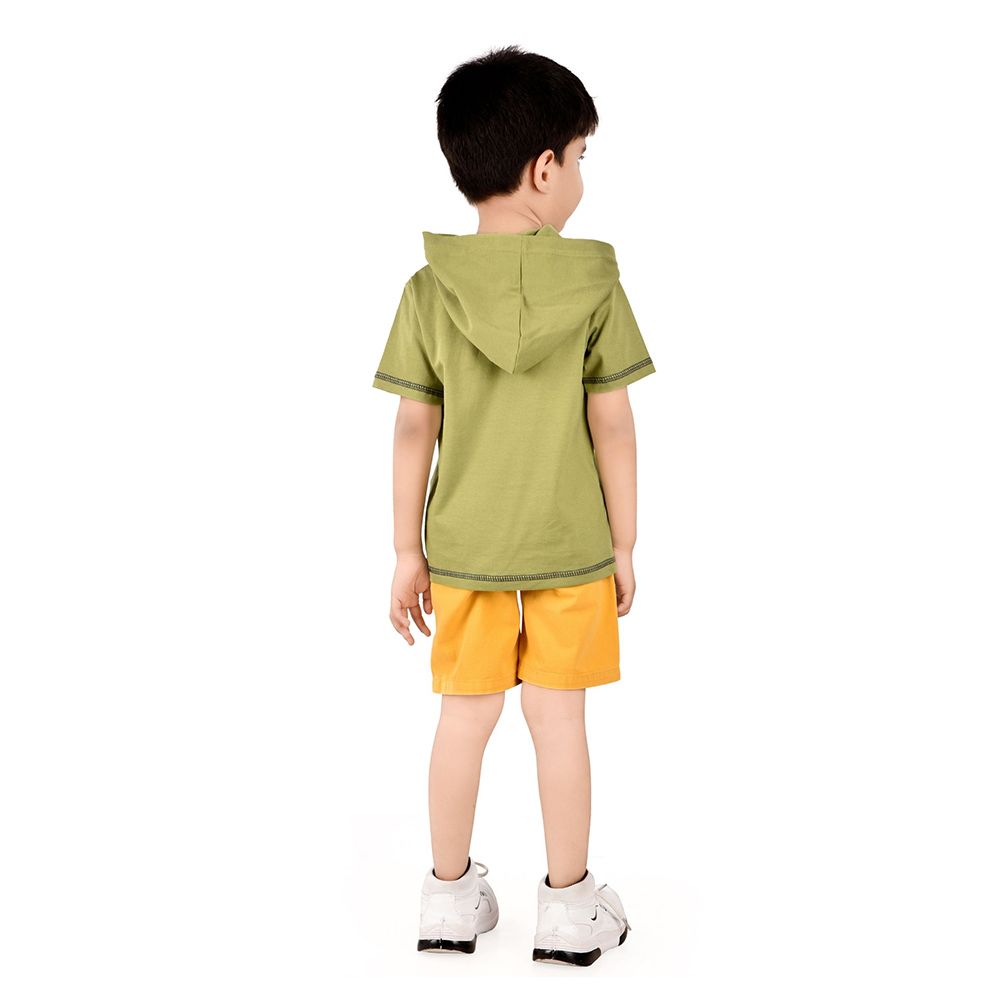 Genius - 2pc-Set - Boy's Half Sleeve T-Shirt w/ Bermuda Shorts - Olive/Yellow