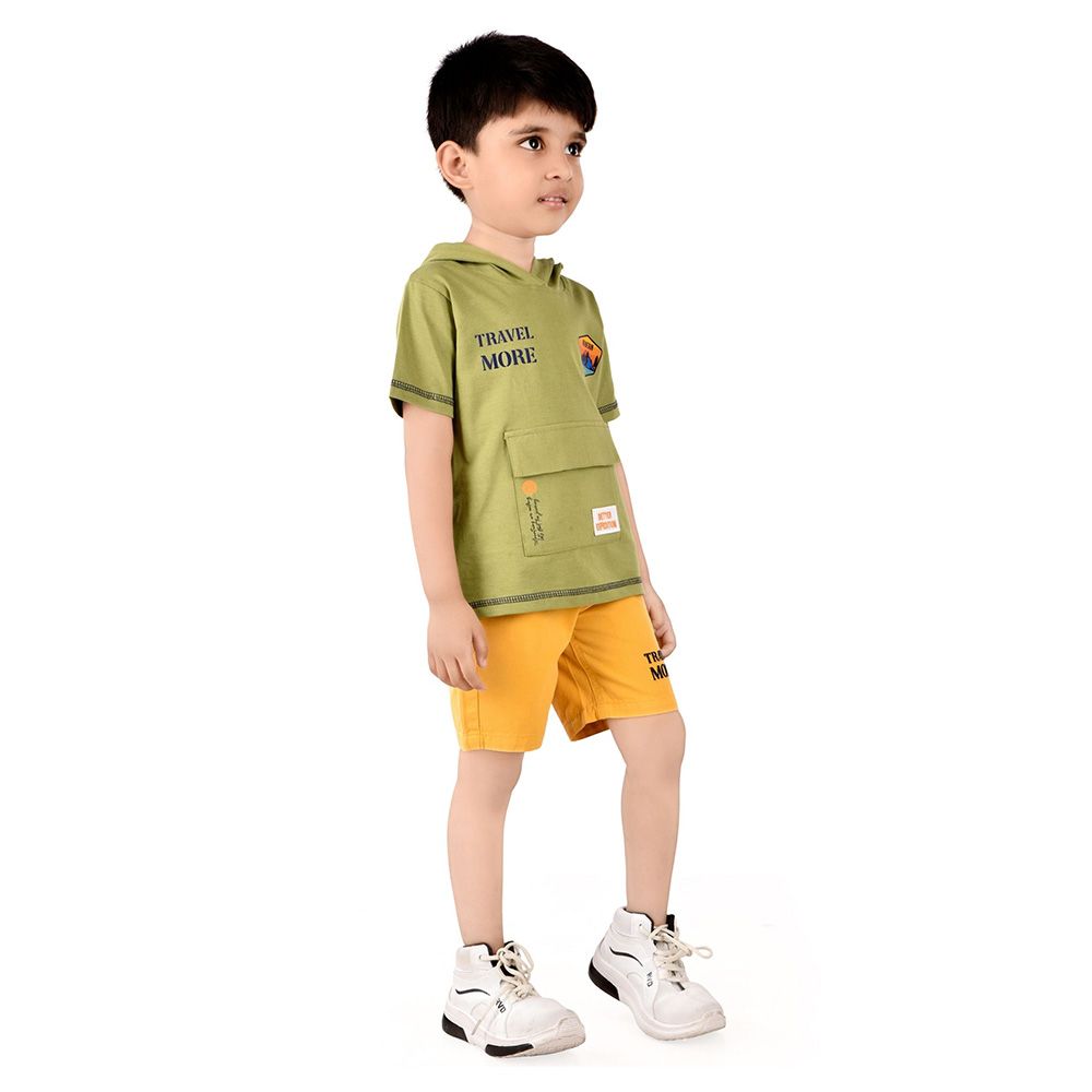 Genius - 2pc-Set - Boy's Half Sleeve T-Shirt w/ Bermuda Shorts - Olive/Yellow