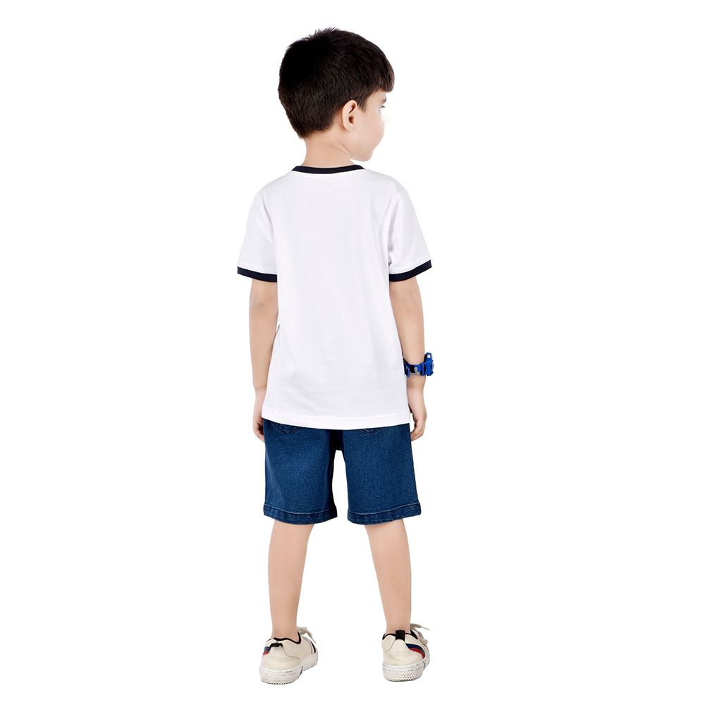 Genius - 2pc-Set - Boy's Printed Half Sleeve T-Shirt w/ Denim Bermuda Shorts