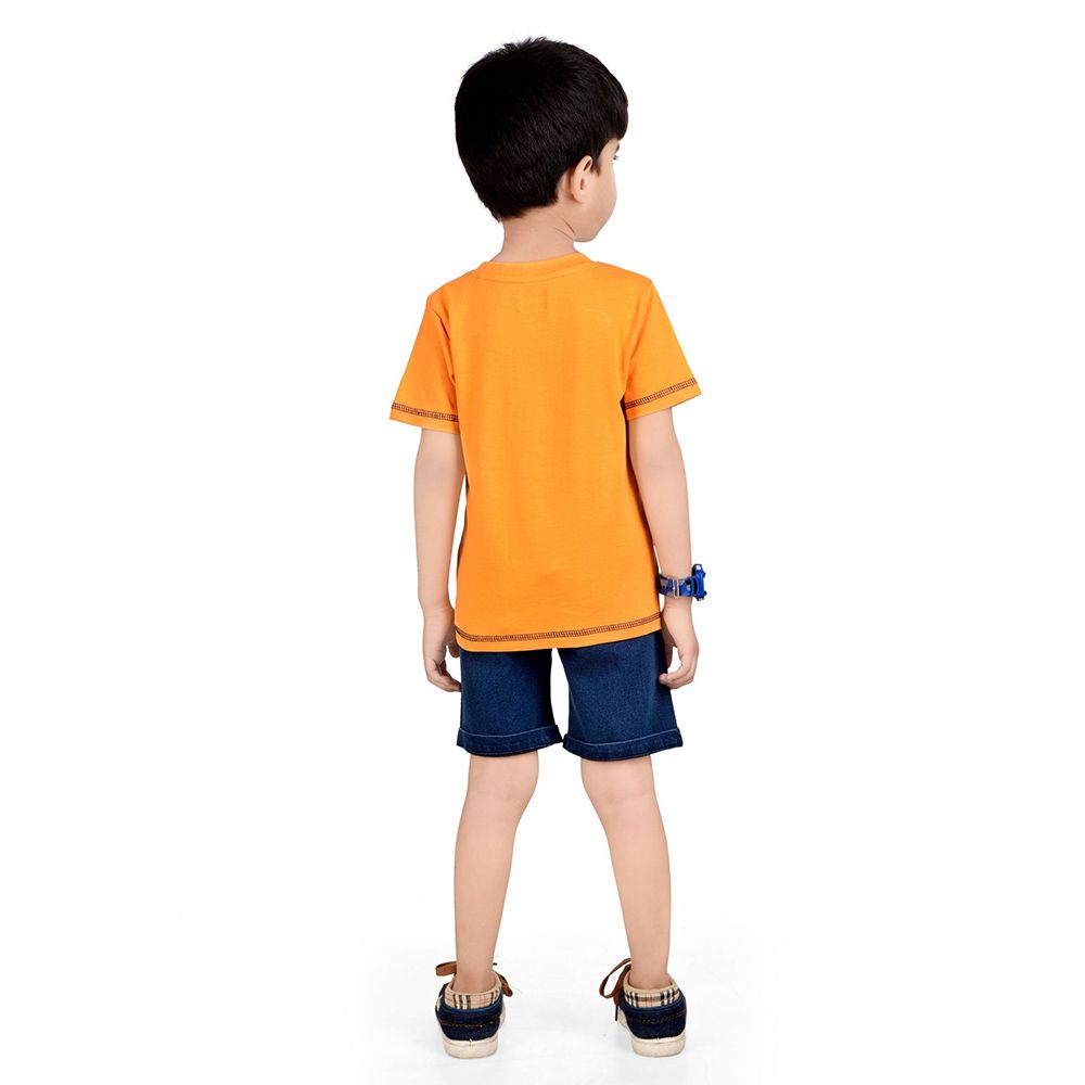 Genius - 2pc-Set - Boy's Half Sleeve T-Shirt w/ Bermuda Shorts - Orange/Blue