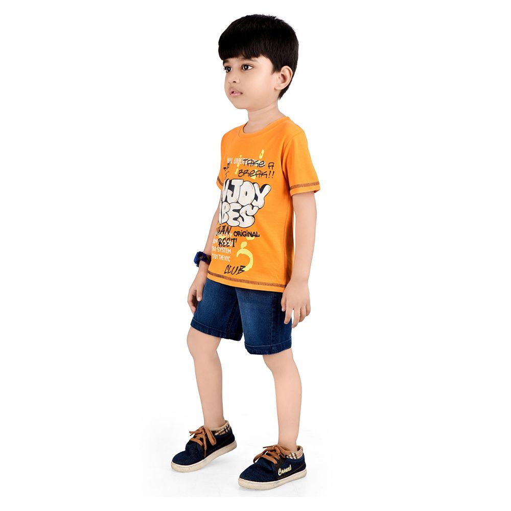 Genius - 2pc-Set - Boy's Half Sleeve T-Shirt w/ Bermuda Shorts - Orange/Blue