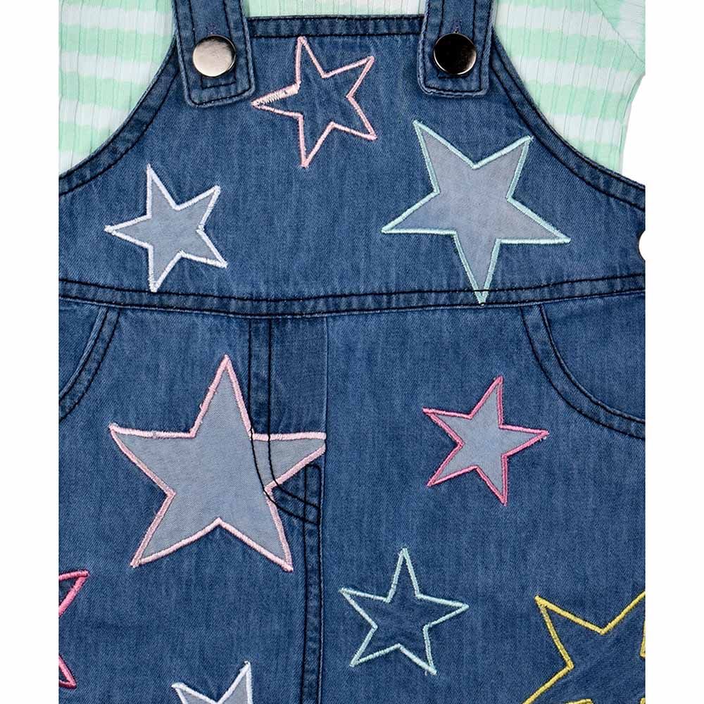 Smart Baby - 2pc-Set - T-Shirt w/ Star Print Dungaree Dress - Denim