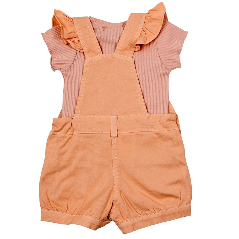 Smart Baby - 2pc-Set - Tee w/ Printed Dungaree - Rose Peach