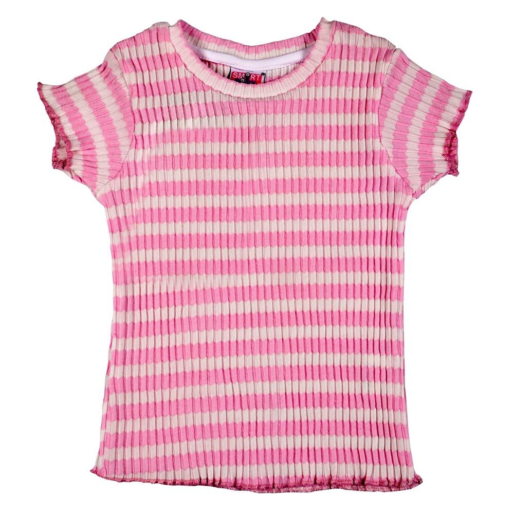 Smart Baby - 2pc-Set - Girl Stripes Top w/ Dungaree - Pink