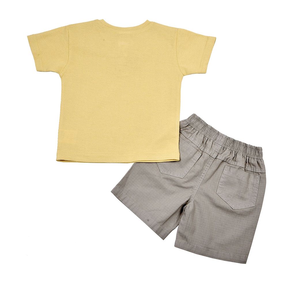 Smart Baby - 2pc-Set - Printed T-Shirt w/ Shorts - Yellow