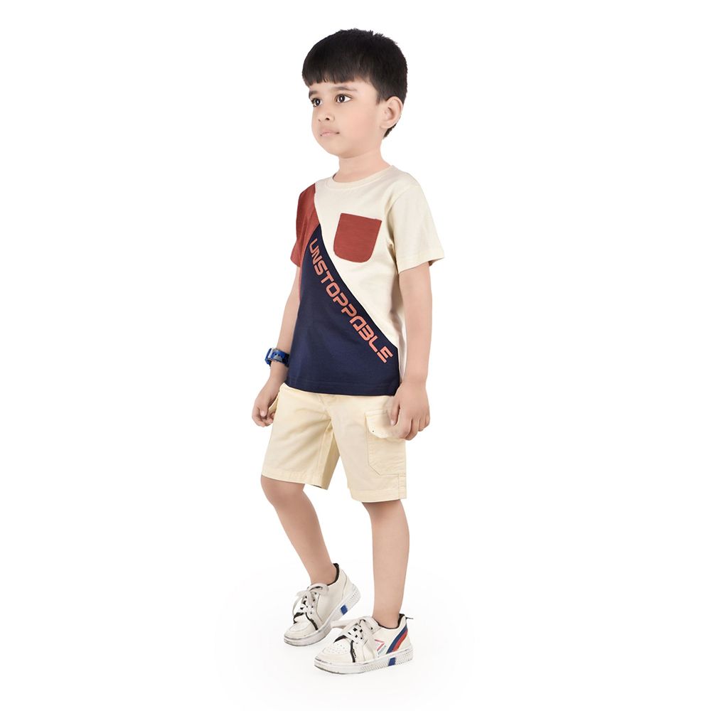 Genius - 2pc-Set - Boy's Unstopabble Printed Half Sleeve T-Shirt w/ Bermuda Shorts