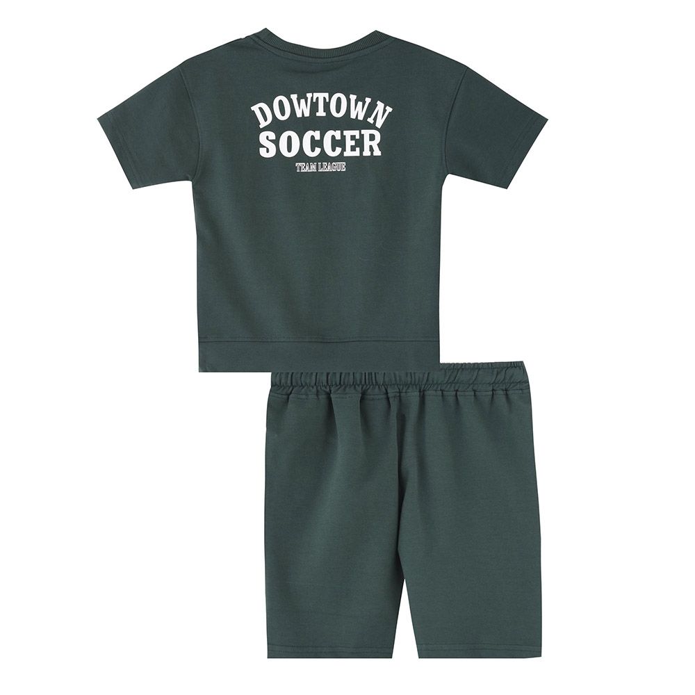 Genius - 2pc-Set - Boy's Short Sleeve T-Shirt w/ Bermuda Shorts - Bottle Green