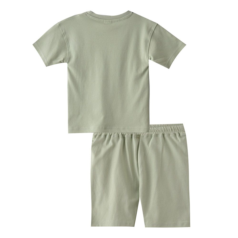 Genius - 2pc-Set - Boy's Half Sleeve T-Shirt w/ Bermuda Shorts - Sage Green