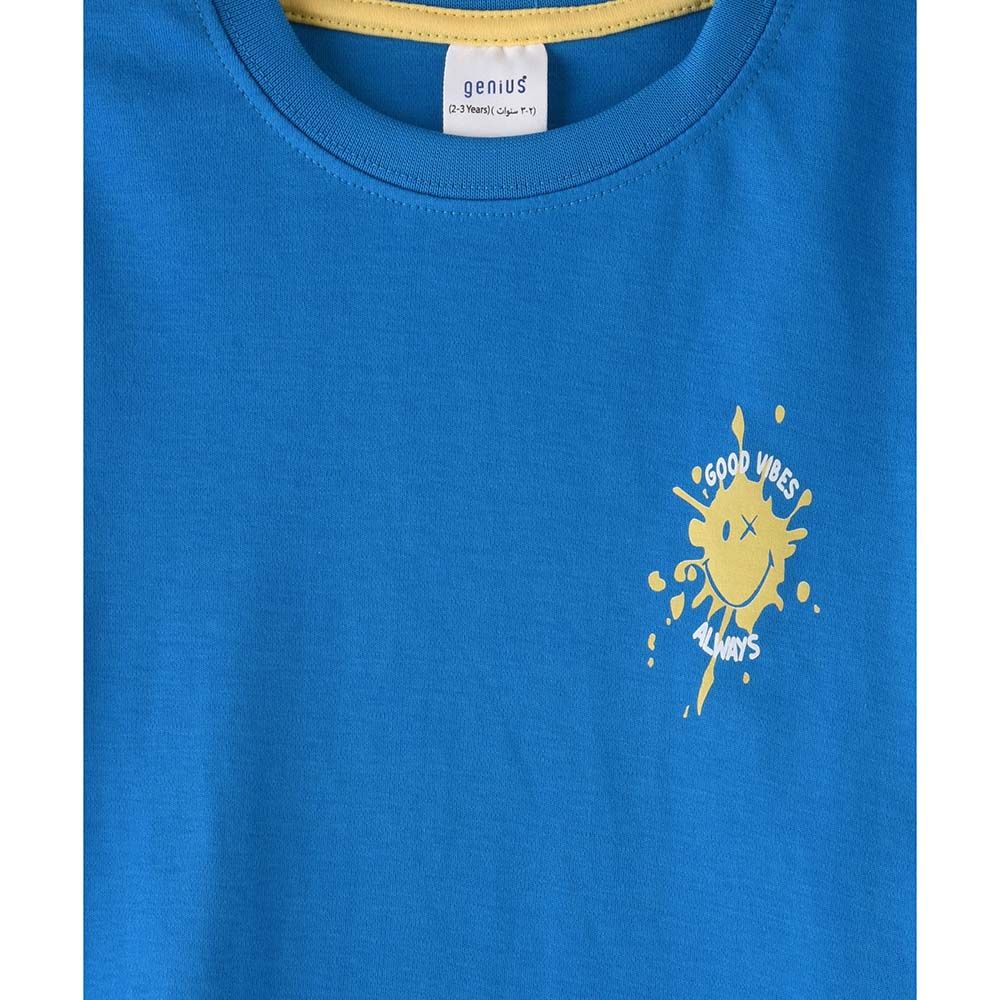 Genius - 2pc-Set - Boy's Half Sleeve T-Shirt w/ Bermuda Shorts - Blue/Ivory