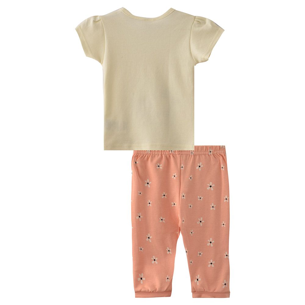 Smart Baby - 2pc-Set - Baby Girl T-Shirt w/ Pants - Yellow/Peach