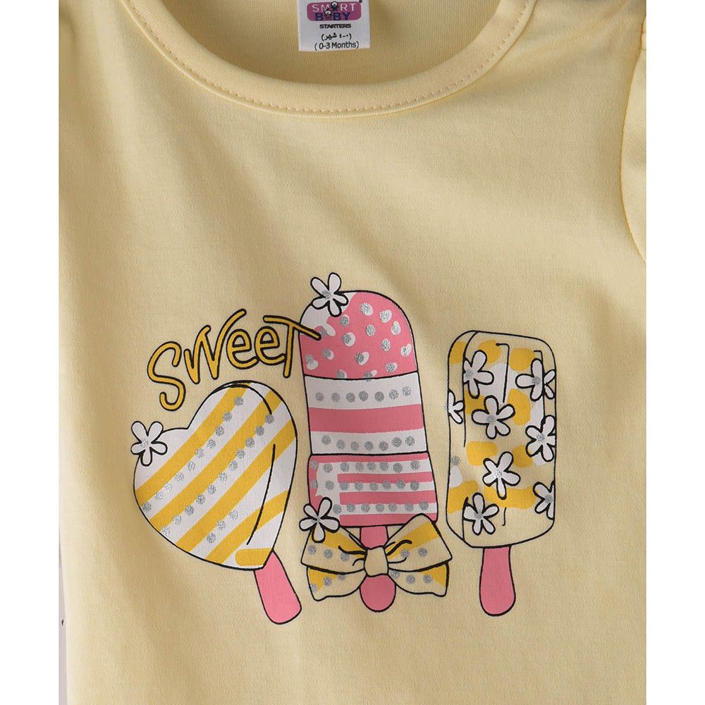 Smart Baby - 2pc-Set - Half Sleeve T-Shirt w/ Bermuda Shorts - Cream