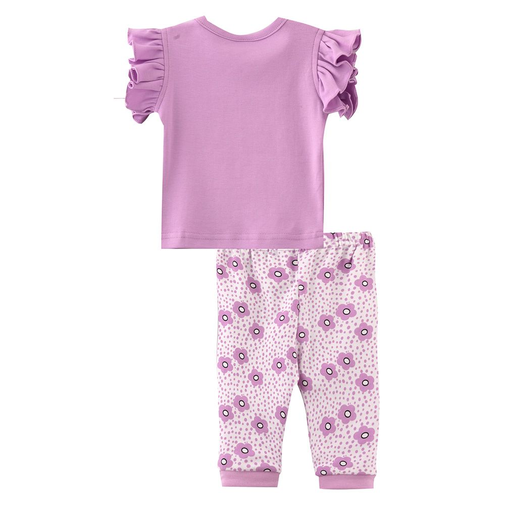 Smart Baby - 2pc-Set - Half Sleeve T-Shirt w/ Pants - Mauve/White