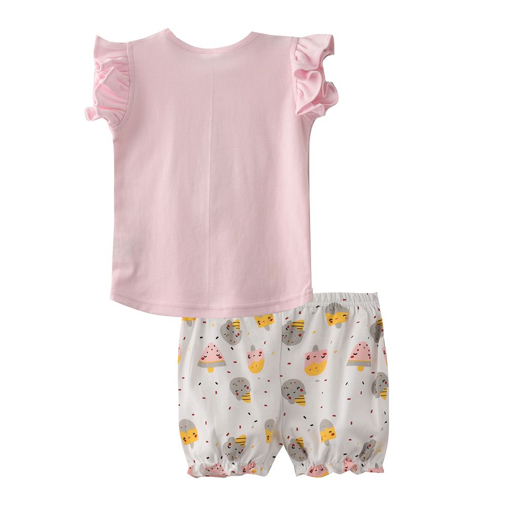 Smart Baby - 2pc-Set - Flare Sleeve T-Shirt w/ Bloomer - Pink