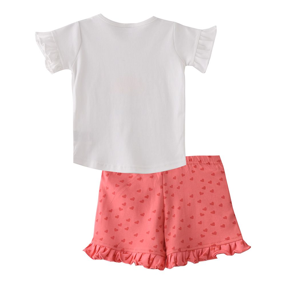 Smart Baby - 2pc-Set - Baby Girl T-Shirt w/ Bermuda Shorts - White