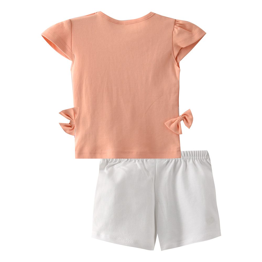 Smart Baby - 2pc-Set - Cap Sleeve T-Shirt w/ Bermuda Shorts - Peach