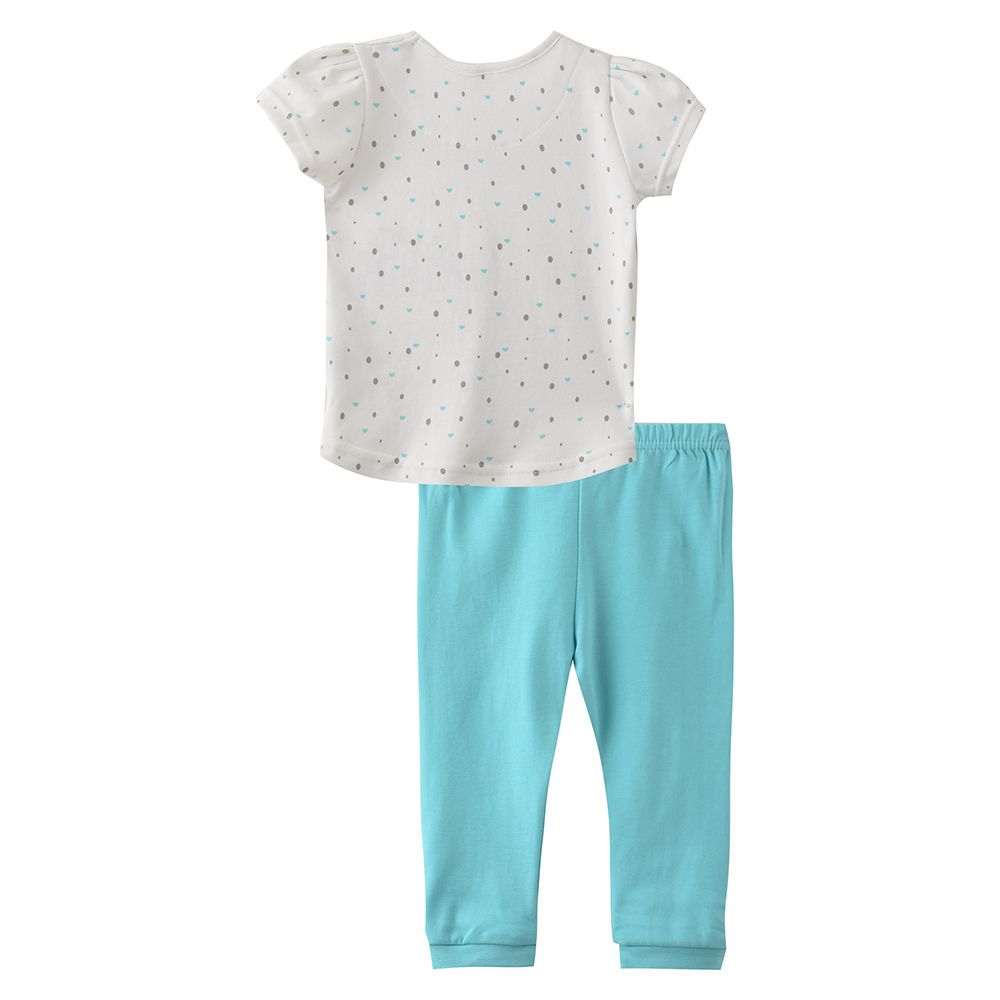 Smart Baby - 2pc-Set - Half Sleeve T-Shirt w/ Pants - White/Blue