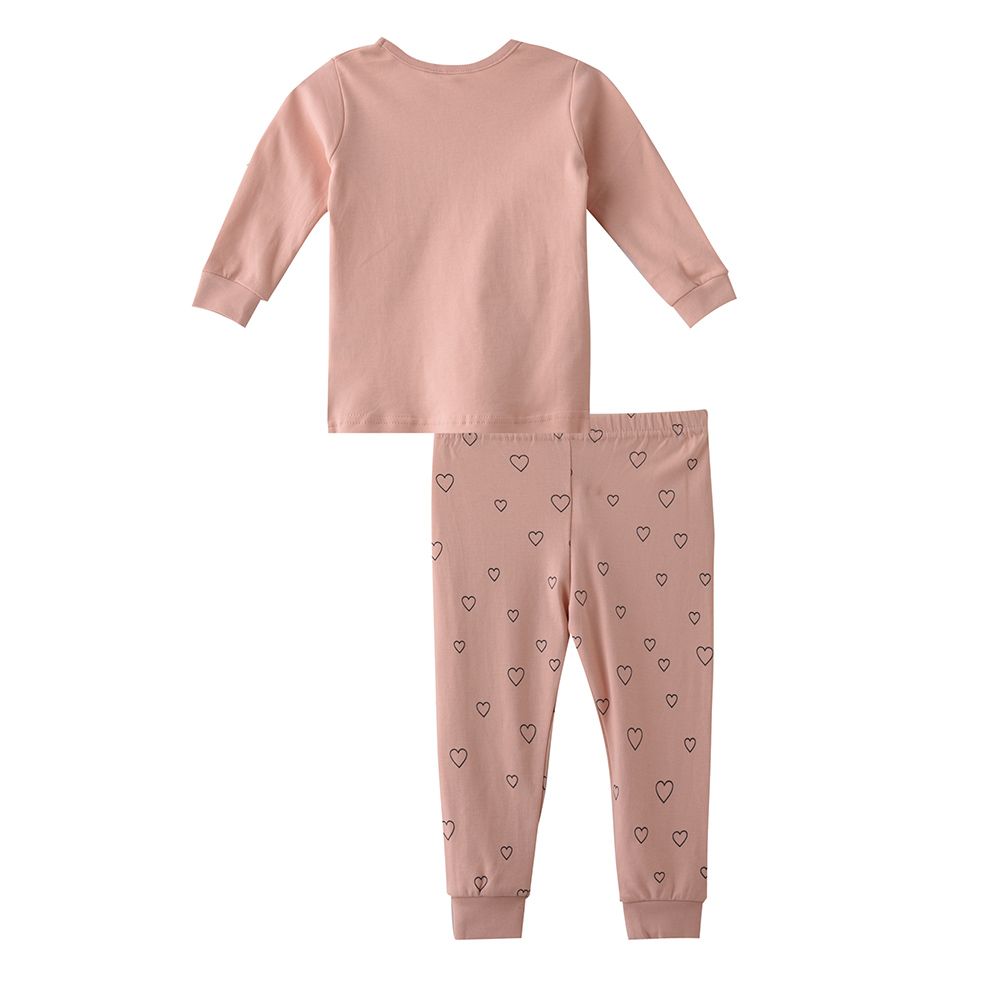 Smart Baby - 2pc-Set - Baby Girl T-Shirt And Pants - Light Peach