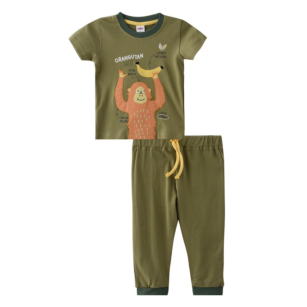 Smart Baby - 2pc-Set - Half Sleeve T-Shirt w/ Pants - Olive