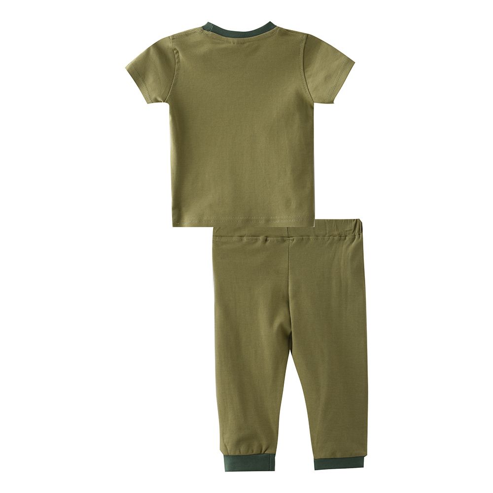 Smart Baby - 2pc-Set - Half Sleeve T-Shirt w/ Pants - Olive