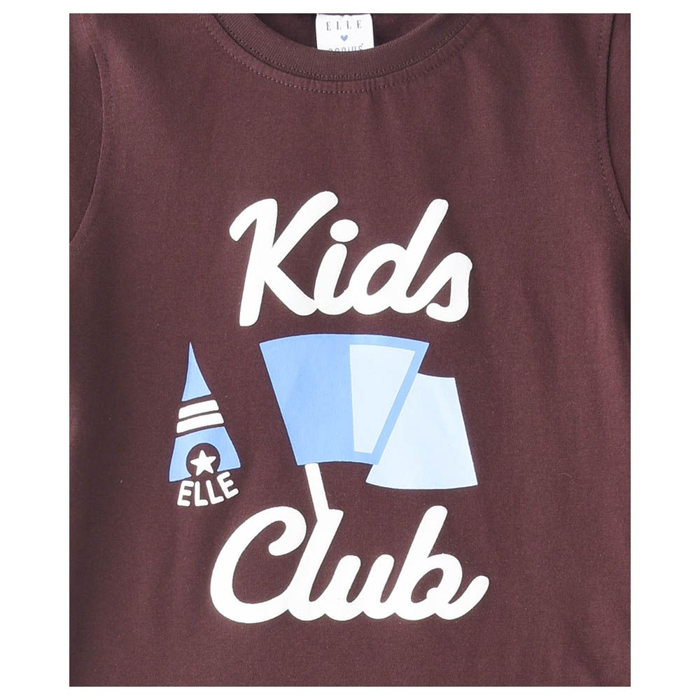 Genius - 2pc-Set - Boy Printed Half Sleeve T-shirt With Bermuda - Brown