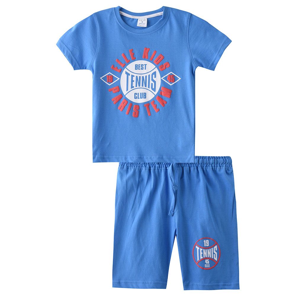 Genius - 2pc-Set - Boy Half Sleeve T-shirt With Bermuda - Royal Blue