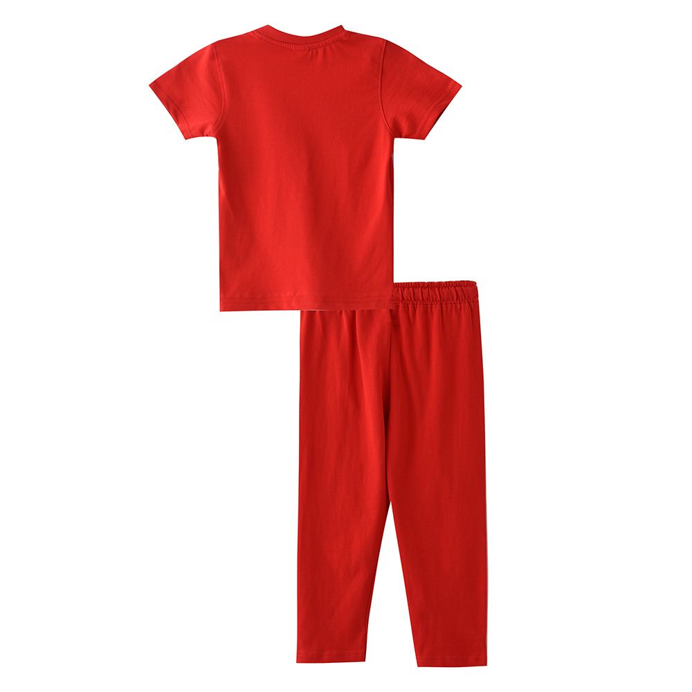 Genius - 2pc-Set - Boy's Printed Half Sleeve T-Shirt w/ Pants - Red