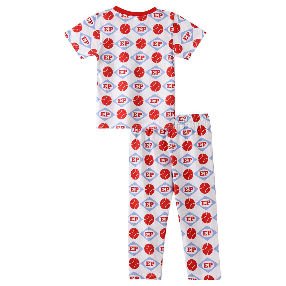 Genius - 2pc-Set - Boy Half Sleeve T-shirt With Pants - White/Red