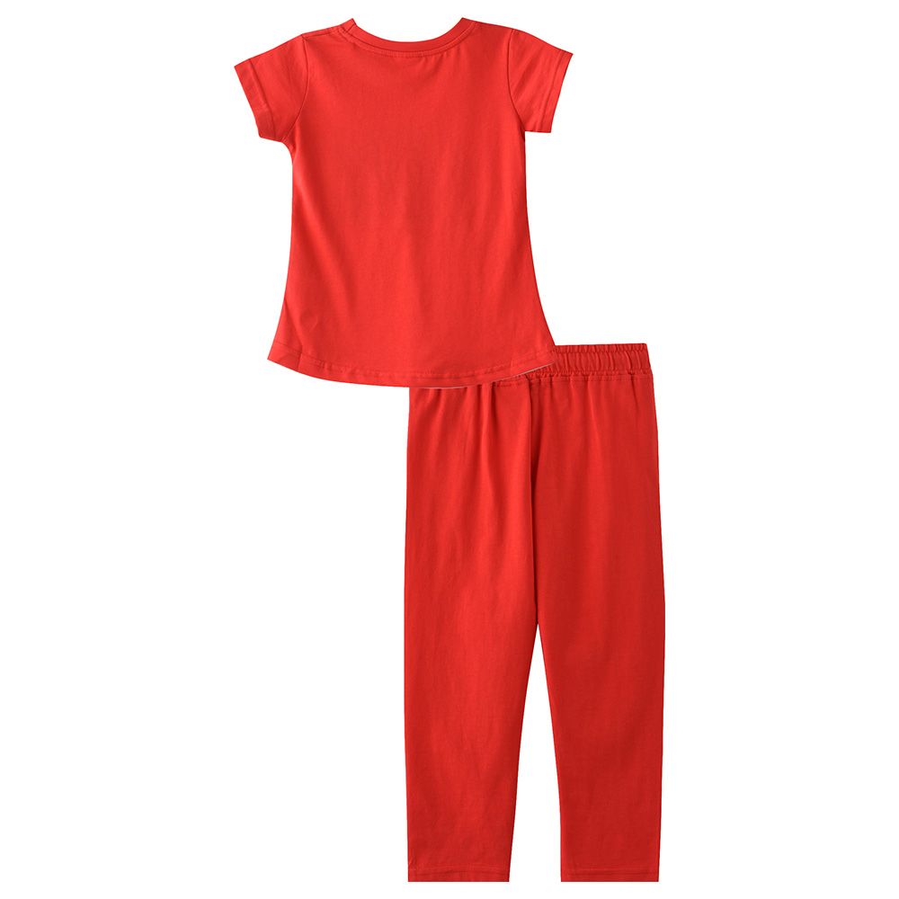 Genius - 2pc-Set - Girl Half Sleeve T-shirt With Pants - Red