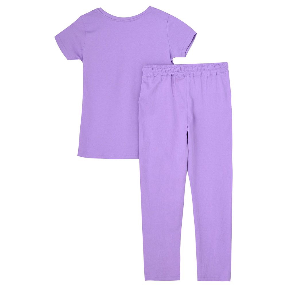 Genius - 2pc-Set - Girl Half Sleeve T-shirt With Pants - Mauve