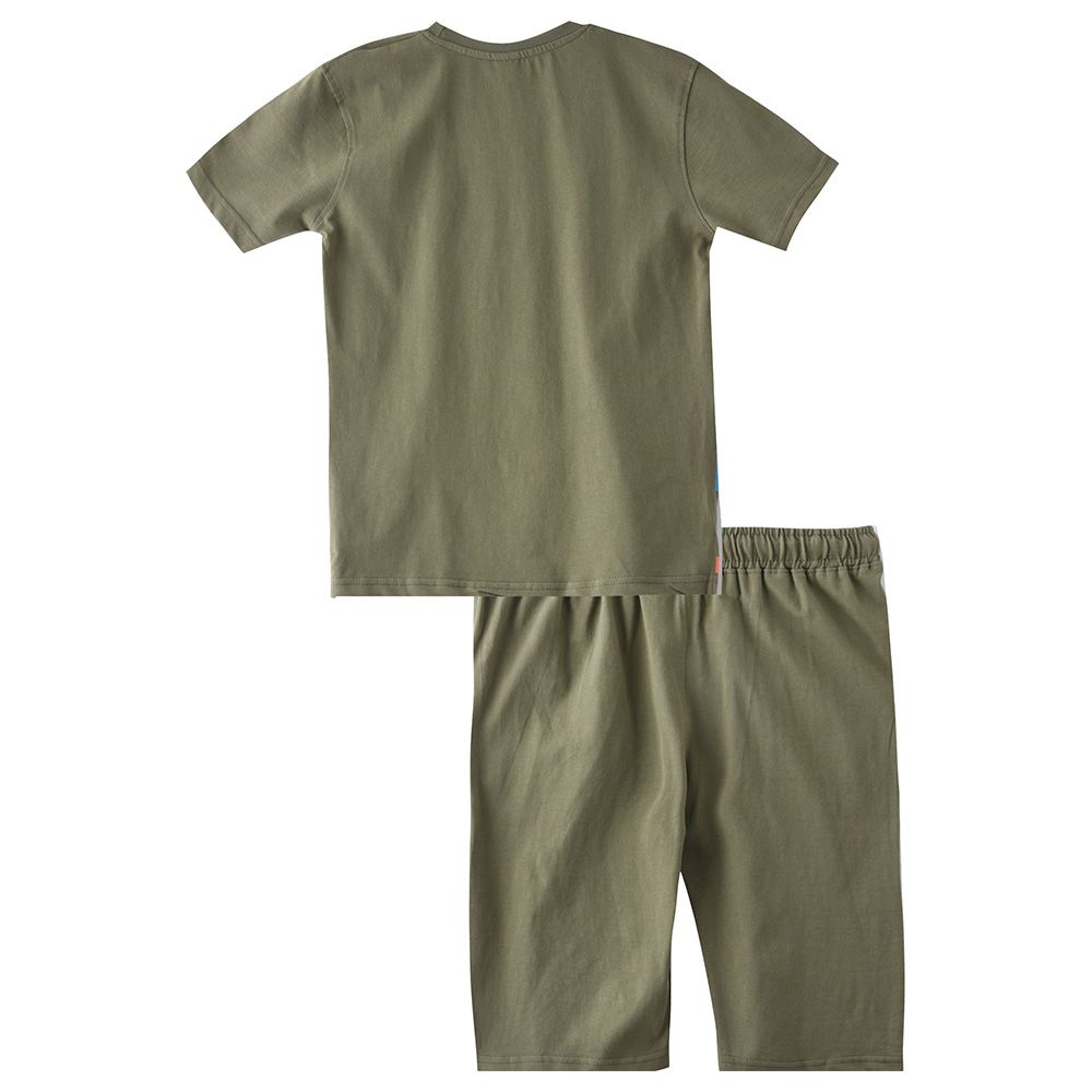 Genius - 2pc-Set - Boy Half Sleeve T-shirt With Shorts - Olive