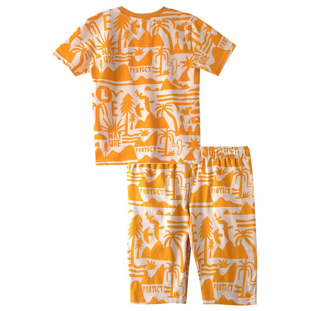 Genius - 2pc-Set - Boy Half Sleeve T-shirt With Bermuda - Mustard