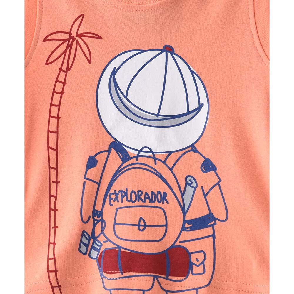 Smart Baby - 2pc-Set - Baby Boy Half Sleeve T-shirt And Bermuda - Orange