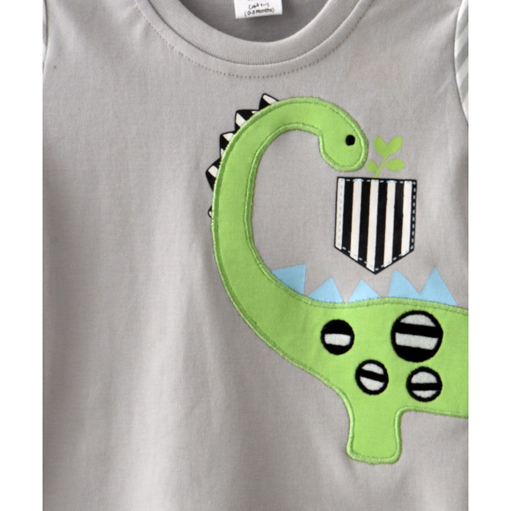 Smart Baby - 2pc-Set - Dino T-Shirt w/ Bermuda Shorts - Pastel Grey