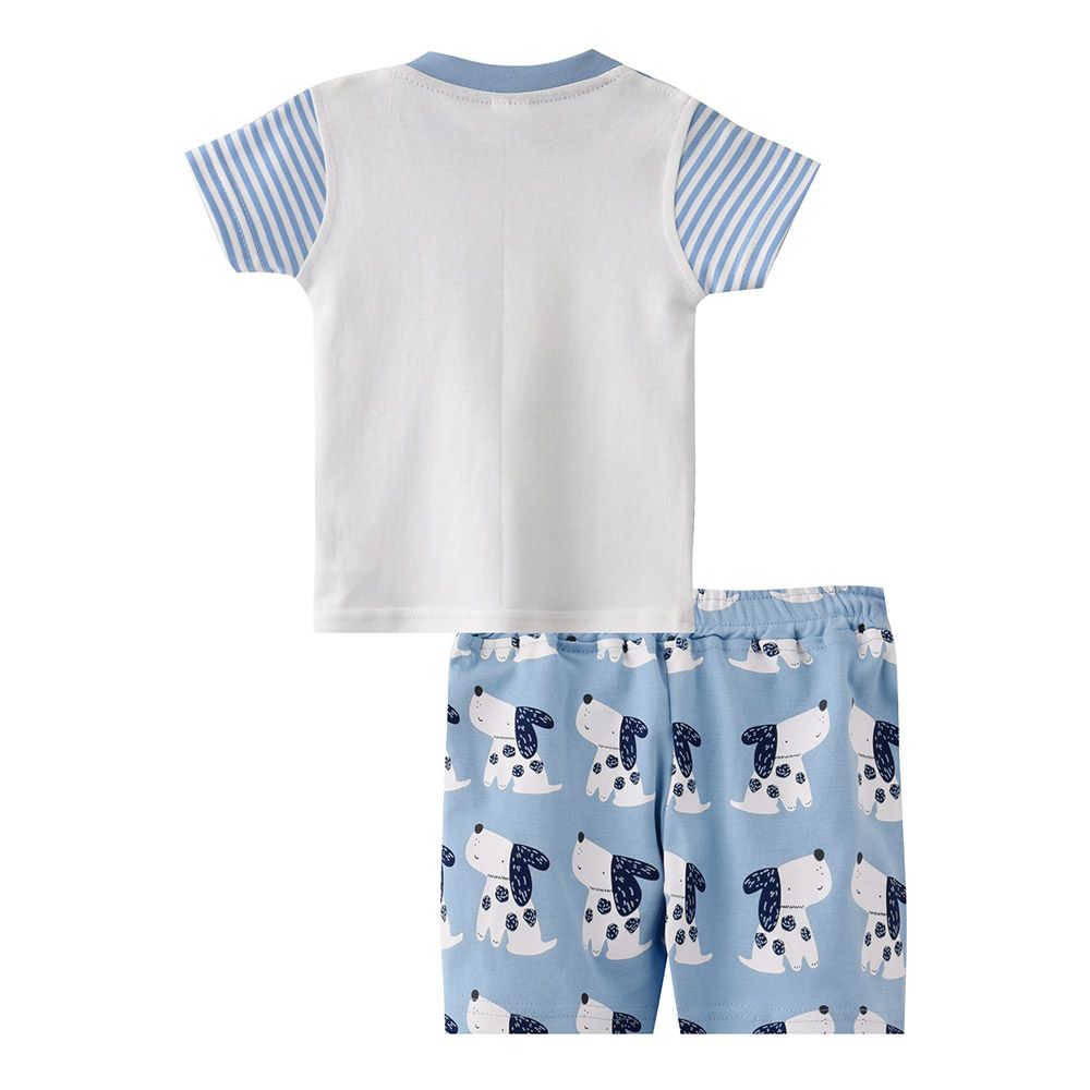 Smart Baby - 2pc-Set - Half Sleeve T-Shirt w/ Bermuda Shorts - Blue