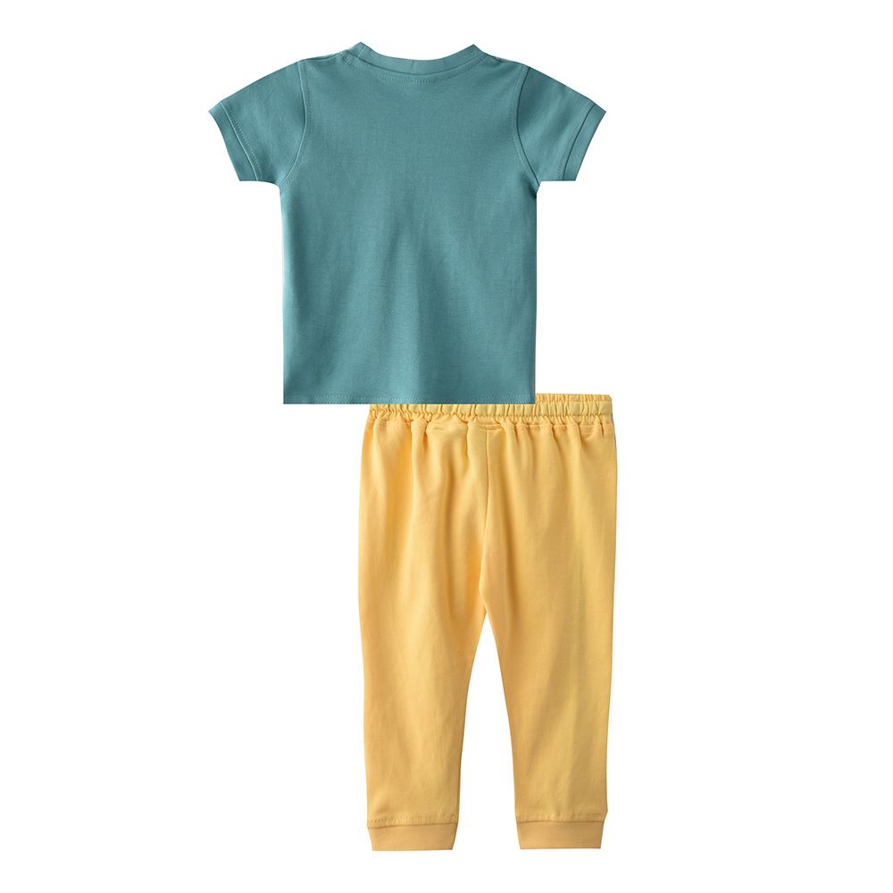 Smart Baby - 2pc-Set - Baby Boy T-Shirt And Pants - Green/Yellow