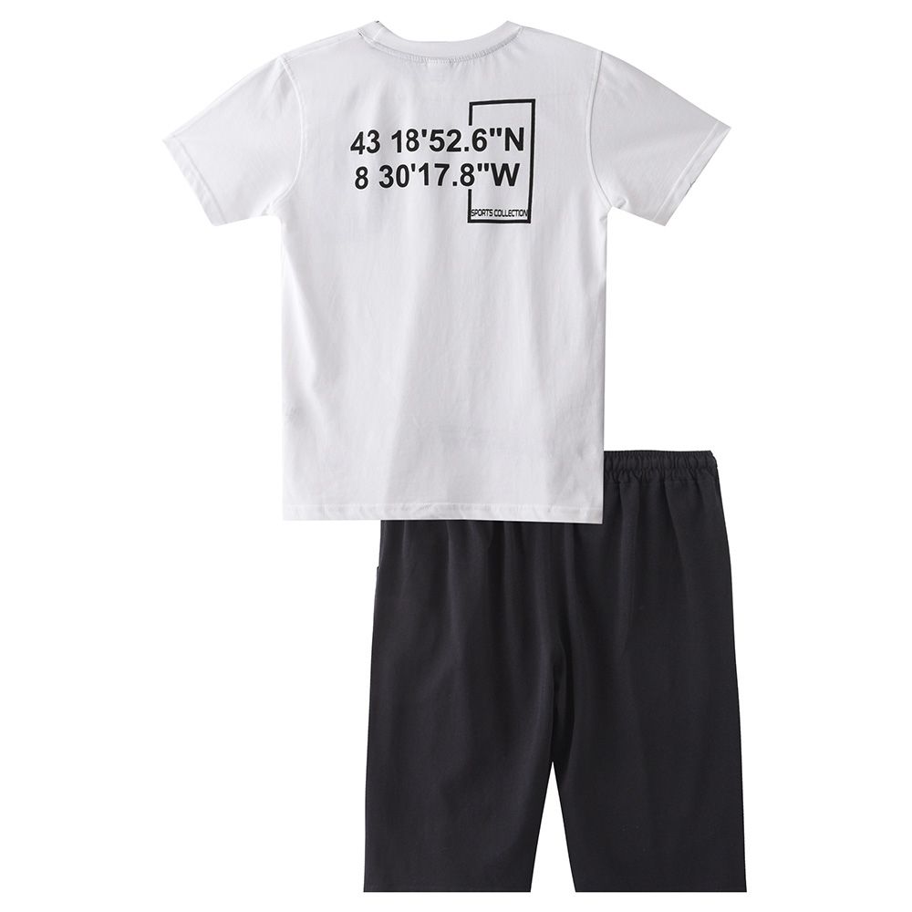 Genius - 2pc-Set - Boy Half Sleeve T-shirt With Bermuda - White/Black