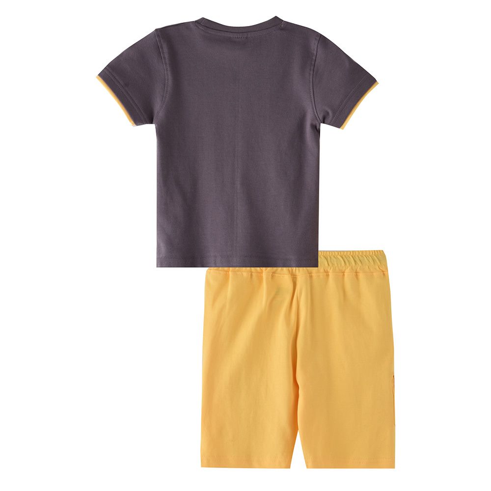 Genius - 2pc-Set - Boy's Half Sleeve T-Shirt w/ Bermuda Shorts - Grey/Ivory