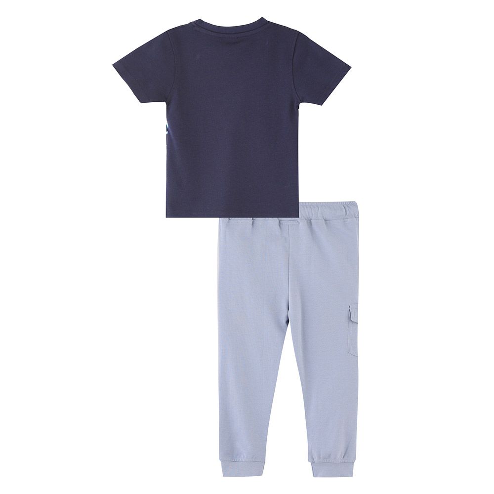 Genius - 2pc-Set - Boy's Short Sleeve T-Shirt w/ Pants - Navy Blue