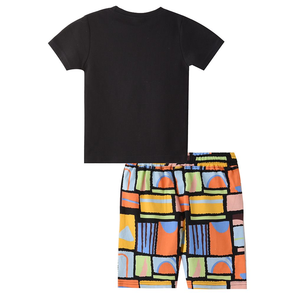 Genius - 2pc-Set - Boy Half Sleeve T-shirt With Bermuda - Black