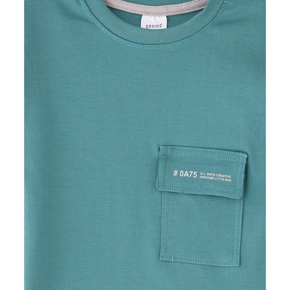 Genius - 2pc-Set - Boy's Short Sleeve T-Shirt w/ Bermuda Shorts - Sea Green/Beige