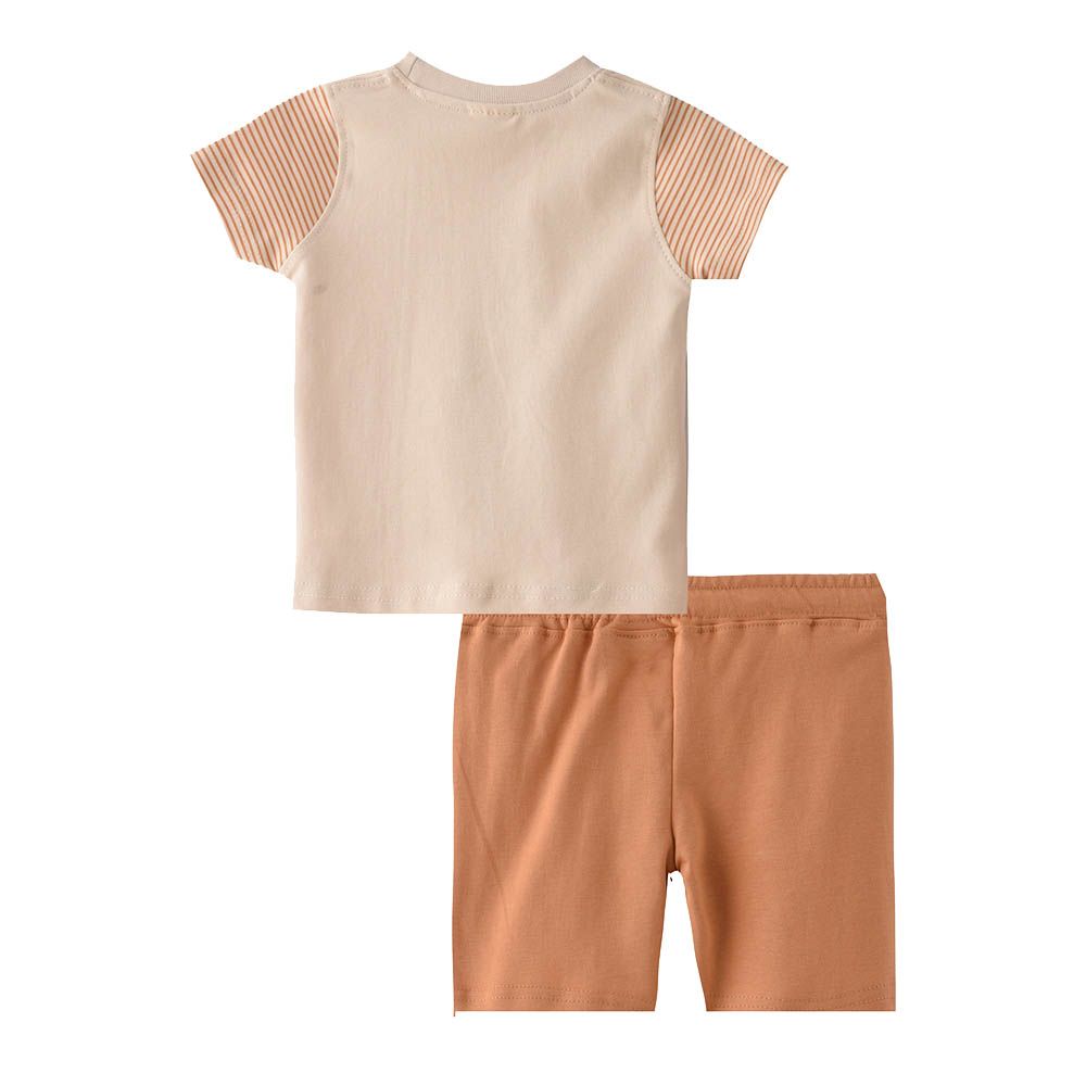 Smart Baby - 2pc-Set - Baby Boy T-shirt And Bermuda - Beige