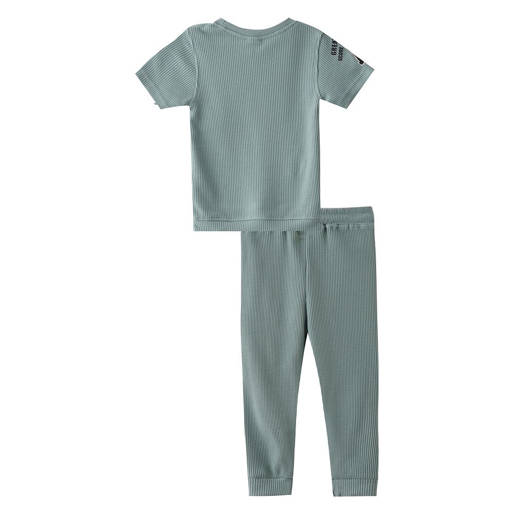 Genius - 2pc-Set - Boy's Printed Half Sleeve T-Shirt w/ Pants - Sky Blue